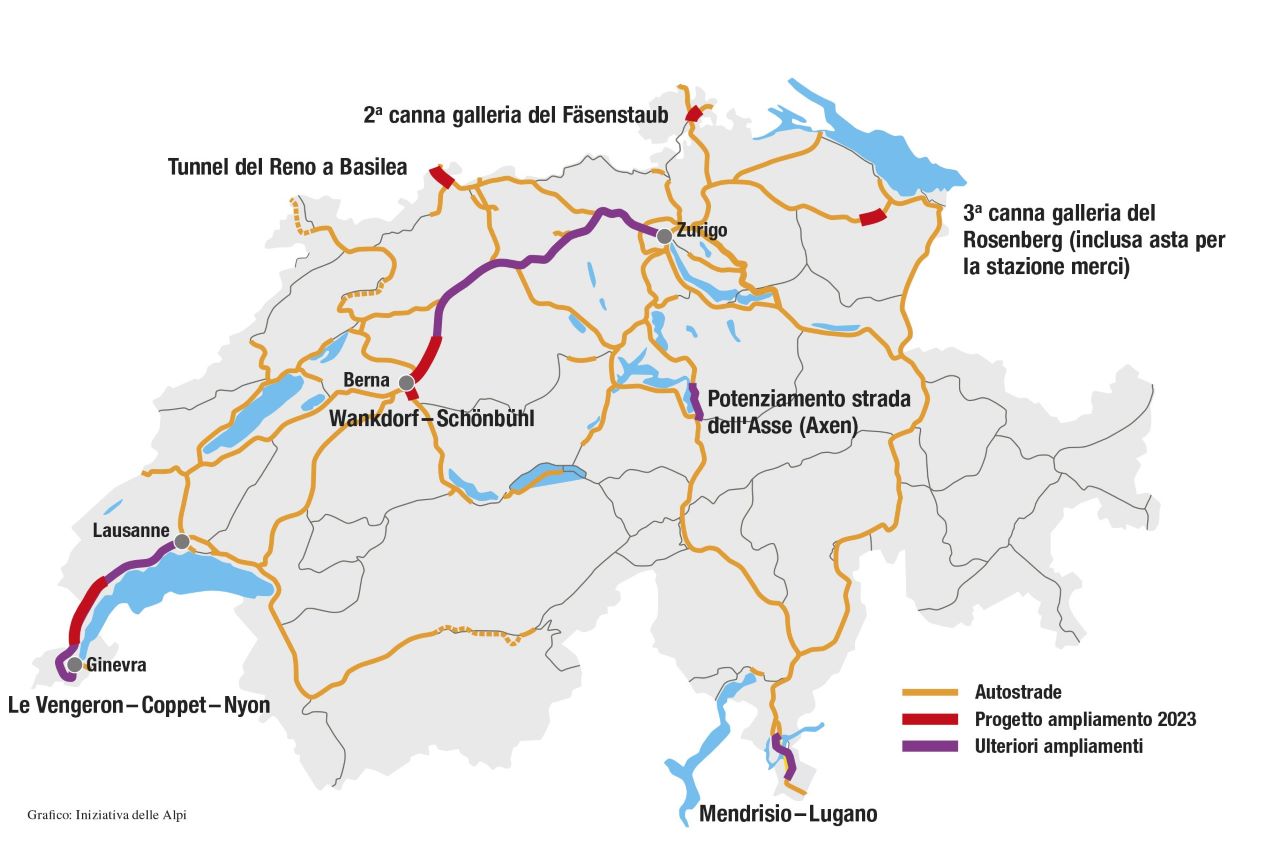 Echo-182.Autobahn-Grafik it Infinita espansione autostradale? I sei progetti di ampliamento della fase 2023 e i progetti supplementari sull'asse nord-sud rischiano di essere solo l'inizio.